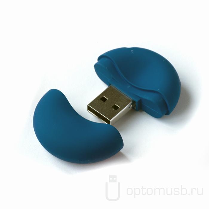 Флешка Промо круглой формы Soft Touch, синяя