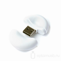 Флешка Промо круглой формы Soft Touch, белая