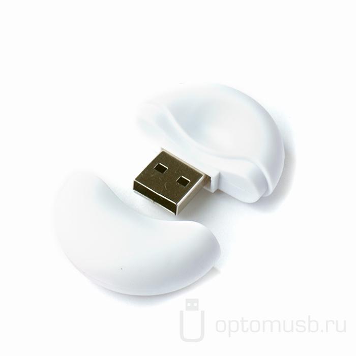 Флешка Промо круглой формы Soft Touch, белая