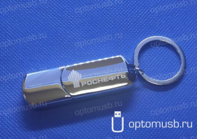 Флешка КЛАССИК SILVER, серебристая с гравировкой логотипа