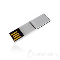 Флешка металлическая ЗАЖИМ, серебристая