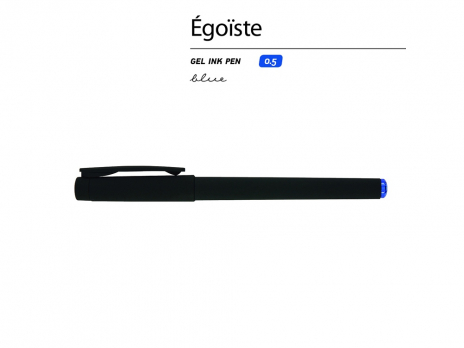 Ручка пластиковая гелевая Egoiste Black под персонализацию, синие чернила, черная