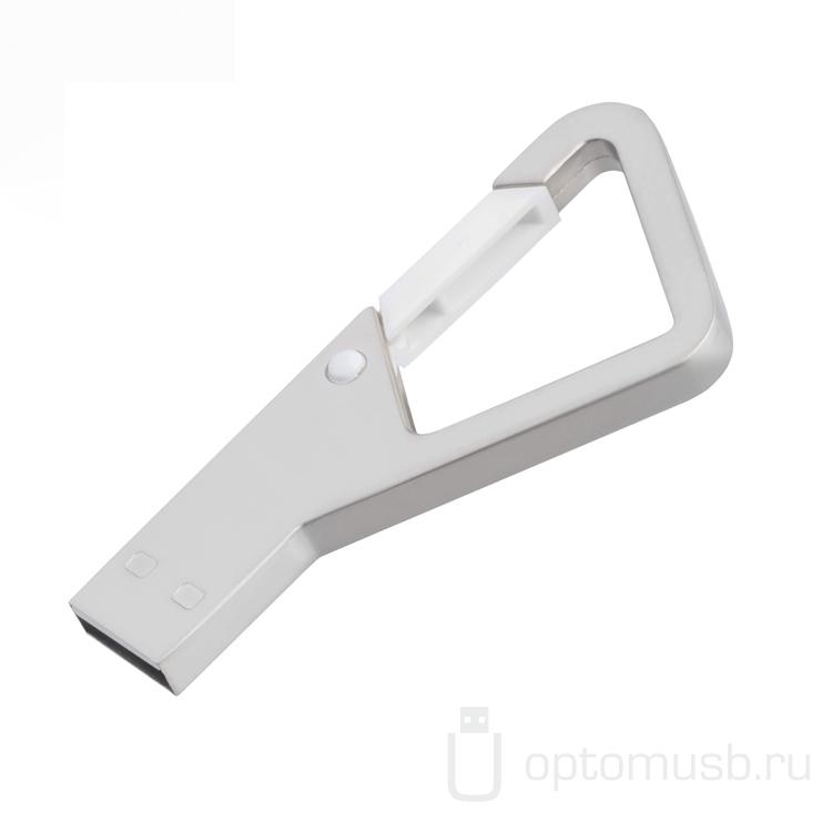 Флешка карабин треугольный GERN, белый